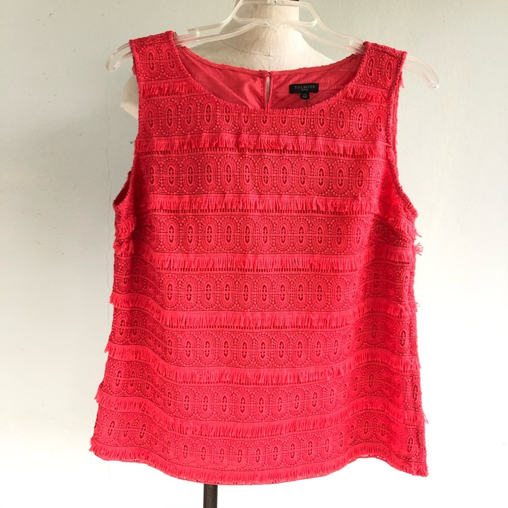 Talbots Sleeveless Fringe Top